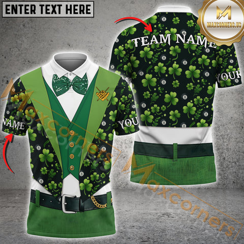 Maxcorners Gentleman ST.Patrick Day Golf Jersey Personalized Name, Team Name 3D Shirt