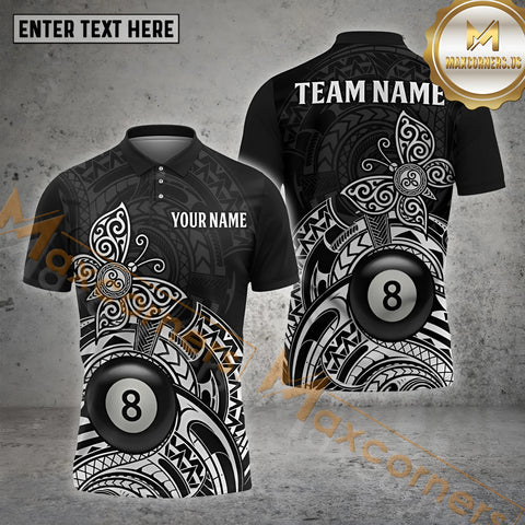 Maxcorners White Black Tribal Butterfly Billiard 8 Ball  Options Personalized Name, Team Name 3D Shirt