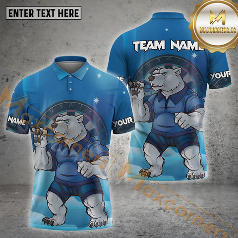 Maxcorners Darts Polar Bear Cool Blue Style Personalized Name, Team Name 3D Shirt