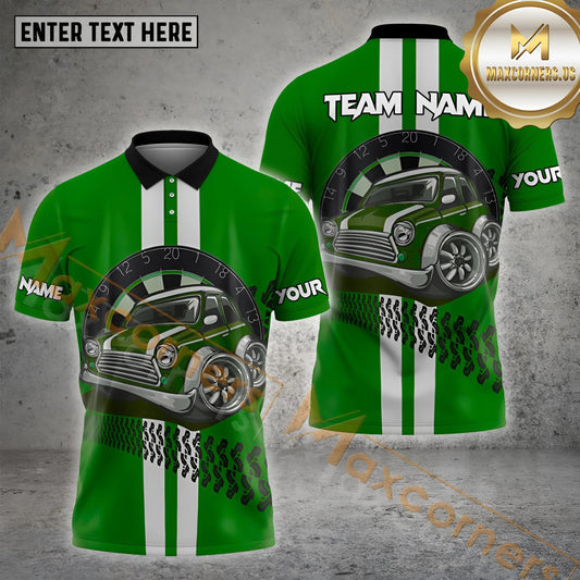 Maxcorners Darts Classic Mini Car Tire Mark Design Multicolor Options Personalized Name, Team Name 3D Shirt (4 Colors)