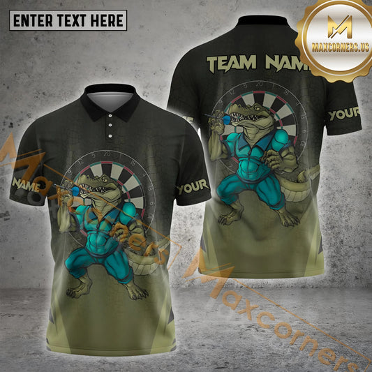 Maxcorners Darts Alligator Power Throw Multicolor Options Personalized Name, Team Name 3D Shirt (4 Colors)