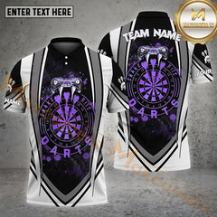 Maxcorners Personalized Darts Snake Dartboard Power Pattern Personalized Name, Team Name 3D Polo Shirt (4 Colors)