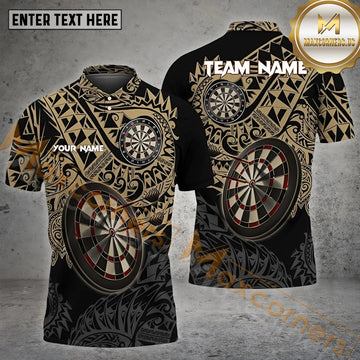 Maxcorners Personalized Darts Tattoo Pattern Personalized Name, Team Name 3D Polo Shirt (4 Colors)