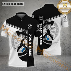 Maxcorners Personalized Darts Lady With Rose Flower Pattern Personalized Name, Team Name 3D Polo Shirt (4 Colors)