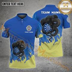 Maxcorners Personalized Darts Snake Holding Dartboard Pattern Personalized Name, Team Name 3D Polo Shirt (4 Colors)
