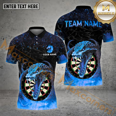 Maxcorners Personalized Darts Dragon Flame Pattern Personalized Name, Team Name 3D Polo Shirt (4 Colors)