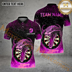 Maxcorners Personalized Darts Dragon Flame Pattern Personalized Name, Team Name 3D Polo Shirt (4 Colors)