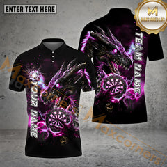 Maxcorners Personalized Darts Dragon Lightning Thunder Pattern Personalized Name, Team Name 3D Polo Shirt (4 Colors)