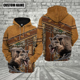 Maxcorners Boar Hunting Leather Pattern Custom Name Shirt 3D All Over Printed Clothes