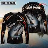 Maxcorner Chinook Fishing Silver Line Orange Jersey Sun Protection Personalized Name And Team Name Long Sweat Shirt