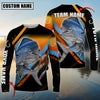 Maxcorner Fishing Blue Orange Line Jersey Sport Sun Protection Personalized Name And Team Name Long Sweat Shirt (6 Fish Species)