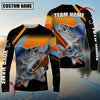 Maxcorner Fishing Blue Orange Line Jersey Sport Sun Protection Personalized Name And Team Name Long Sweat Shirt (6 Fish Species)