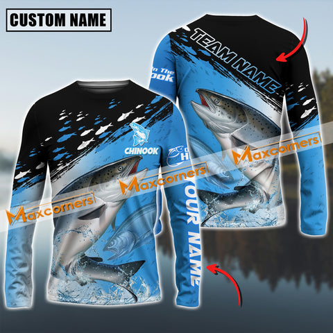 Maxcorner Chinook Fishing School Of Fish Pattern Jersey Sport Personalized 3D Long Sleeve Shirt