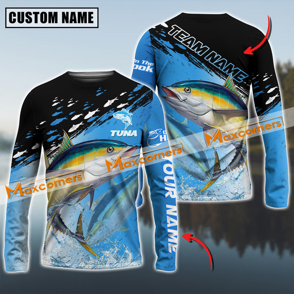 Maxcorner Tuna Fishing School Of Fish Pattern Jersey Sport Personalized 3D Long Sleeve Shirt