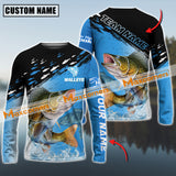 Maxcorner Walleye Fishing School Of Fish Pattern Jersey Sport Personalized 3D Long Sleeve Shirt