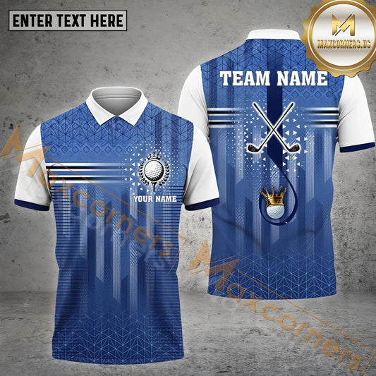 Maxcorners Golf Ball Crown Pattern Multicolor Option Customized Name, Team Name 3D Polo Shirt (4 colors)