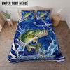 Maxcorners Fishing Blue Water Splash Personalized Name Unisex 3D Bedding Set