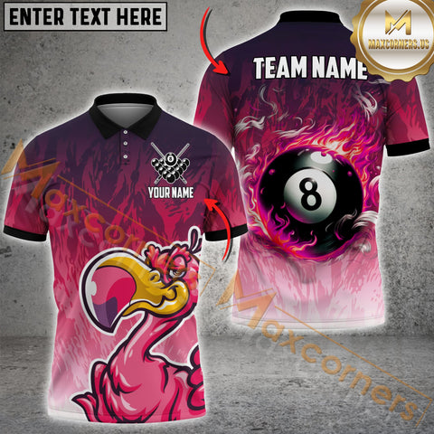 Maxcorners Unique Dodo Mascot & Fireball Flaming Billiard Jersey Personalized Name, Team Name 3D Shirt