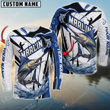 Maxcorner Marlin Fishing Jersey Blue Line Pattern Personalized 3D Long Sleeve Shirt