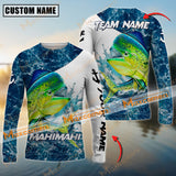 Maxcorner Mahi-Mahi Fishing Blue Sea Water Sun Protection Personalized Name And Team Name Long Sweat Shirt