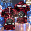 Maxcorners Bowling Evil Smile Bowling Ball Character Fiery Aura Splatter Paint Geometric Camouflage Multi Options Personalized Name, Team Name Unisex 3D Shirt (4 Colors)