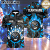 Maxcorners Bowling Attitude Bowling Ball Character Middle Finger Gesture Flame Fire Crashing Pins Camouflage Pattern Multi Options Personalized Name, Team Name Unisex 3D Shirt (4 Colors)