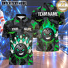Maxcorners Bowling Attitude Bowling Ball Character Middle Finger Gesture Flame Fire Crashing Pins Camouflage Pattern Multi Options Personalized Name, Team Name Unisex 3D Shirt (4 Colors)