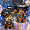 Maxcorners Bowling Attitude Bowling Ball Character Middle Finger Gesture Flame Fire Crashing Pins Camouflage Pattern Multi Options Personalized Name, Team Name Unisex 3D Shirt (4 Colors)