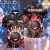 Maxcorners Bowling Attitude Bowling Ball Character Middle Finger Gesture Flame Fire Crashing Pins Camouflage Pattern Multi Options Personalized Name, Team Name Unisex 3D Shirt (4 Colors)