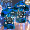 Maxcorners Bowling Angry Smirking Bowling Ball Character Fiery Flame Aura Crashing Pins Geometric Pattern Multi Options Personalized Name, Team Name Unisex 3D Shirt (4 Colors)