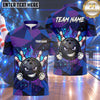 Maxcorners Bowling Angry Smirking Bowling Ball Character Fiery Flame Aura Crashing Pins Geometric Pattern Multi Options Personalized Name, Team Name Unisex 3D Shirt (4 Colors)