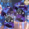 Maxcorners Bowling Expressive Grinning Bowling Ball Character Liquid Splatter Paint Trail Crashing Pins Polygon Background Multi Options Personalized Name, Team Name Unisex 3D Shirt (4 Colors)