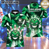 Maxcorners Bowling Fierce Smirking Bowling Ball Character Clenched Fists Flame Aura Crashing Pins Polygon Camouflage Multi Options Personalized Name, Team Name Unisex 3D Shirt (4 Colors)