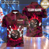 Maxcorners Bowling Attitude Bowling Ball Character Double Middle Finger Gesture Flame Trail Crashing Pins Geometric Camo Multi Options Personalized Name, Team Name Unisex 3D Shirt (4 Colors)