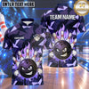 Maxcorners Bowling Angry Bowling Ball Character Fiery Flame Aura Crashing Pins Abstract Geometric Camouflage Multi Options Personalized Name, Team Name Unisex 3D Shirt (4 Colors)