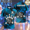 Maxcorners Bowling Grinning Bowling Ball Character Clenched Fists Liquid Dripping Paint Splatter Crashing Pins Camo Pattern Multi Options Personalized Name, Team Name Unisex 3D Shirt (4 Colors)
