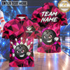 Maxcorners Bowling Mean Smirking Bowling Ball Character Fiery Flame Trail Liquid Splatter Crashing Pins Camo Background Multi Options Personalized Name, Team Name Unisex 3D Shirt (4 Colors)