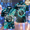 Maxcorners Bowling Aggressive Bowling Ball Character Clenched Fists Crashing Pins Energy Speed Lines Geometric Camouflage Multi Options Personalized Name, Team Name Unisex 3D Shirt (4 Colors)