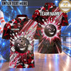 Maxcorners Bowling Aggressive Bowling Ball Character Clenched Fists Crashing Pins Energy Speed Lines Geometric Camouflage Multi Options Personalized Name, Team Name Unisex 3D Shirt (4 Colors)