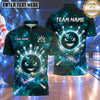 Maxcorners Bowling Galaxy Cosmic Space Bowling Ball Character Planets Shooting Stars Nebula Galaxy Background Multi Options Personalized Name, Team Name Unisex 3D Shirt (4 Colors)