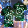 Maxcorners Bowling Galaxy Cosmic Space Bowling Ball Character Planets Shooting Stars Nebula Galaxy Background Multi Options Personalized Name, Team Name Unisex 3D Shirt (4 Colors)