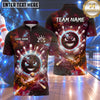 Maxcorners Bowling Galaxy Cosmic Space Bowling Ball Character Planets Shooting Stars Nebula Galaxy Background Multi Options Personalized Name, Team Name Unisex 3D Shirt (4 Colors)