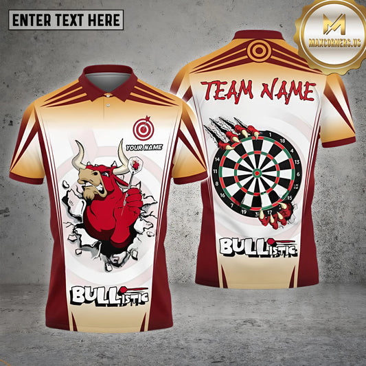 Maxcorners Personalized Darts Bullistig Reg Personalized Name, Team Name 3D Polo Shirt (4 Colors)