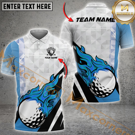 Maxcorners Golf Flame Luxury Pattern Multicolor Option Customized Name, Team Name 3D Polo Shirt (4 Colors)