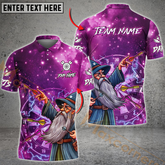 Maxcorners Darts Wizard Dartboard Magic Pattern Multicolor Options Personalized Name, Team Name 3D Polo Shirt (4 Colors)