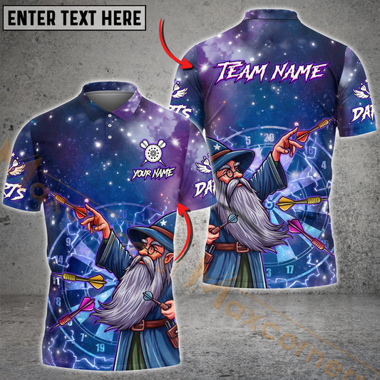 Maxcorners Darts Wizard Dartboard Magic Pattern Multicolor Options Personalized Name, Team Name 3D Polo Shirt (4 Colors)