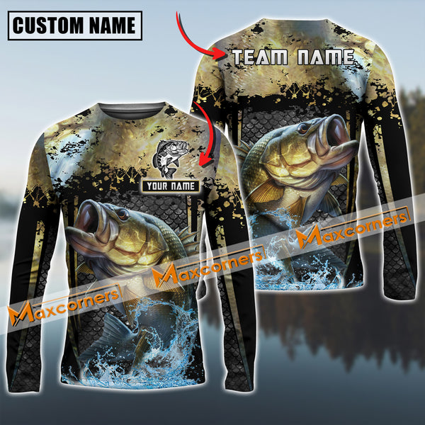 Maxcorner Bass Fishing Skinfish Trophy Fish Pattern Personalized 3D Long Sleeve Shirt