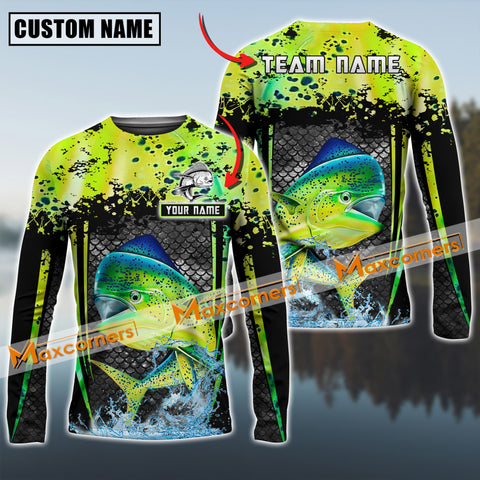 Maxcorner Mahi-Mahi Fishing Skinfish Trophy Fish Pattern Personalized 3D Long Sleeve Shirt