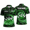 Maxcorners Bowling Polo Shirt Water Splash Swirl Marble Effect Ball Pins Personalized Custom Team Player Name Apparel (4 Color)