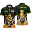 Maxcorners Bowling Polo Shirt Golden Retriever Dog Holding Ball Pins Argyle Pattern Personalized Custom Team Player Name Apparel (4 Color)